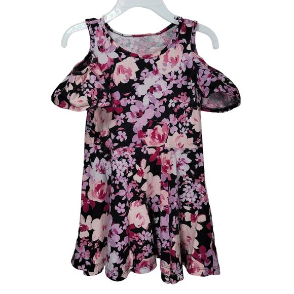 Floral Toddler Dress Size 3T Childrens Place Cold Shoulder Pink Purple Flowers - Picture 1 of 3